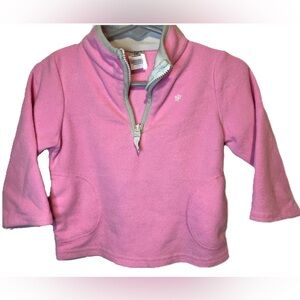 EUC Carters 18m Pink 3/4 fleece pullover polo with embroidered snowflake